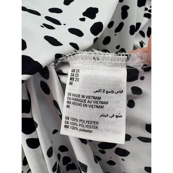 Alfani Women's Button Down Blouse White & Black Dalmatian Print Size 2X - Picture 7 of 7